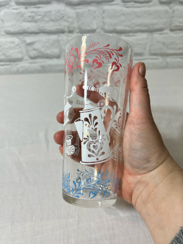 Vintage colonial pattern tall drinking tumbler