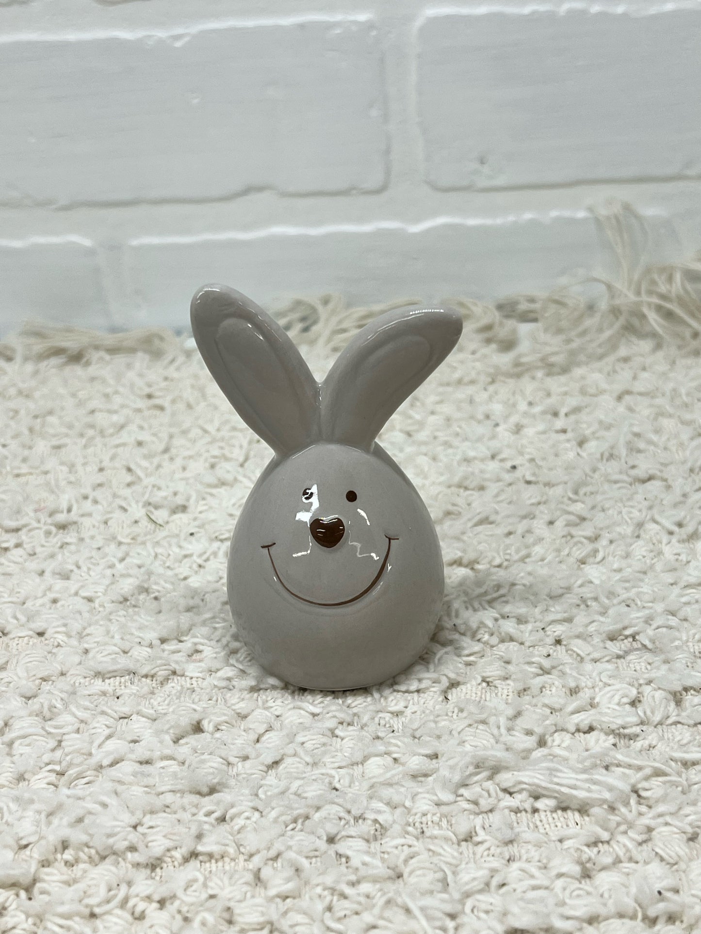 3 inch gray ceramic bunny