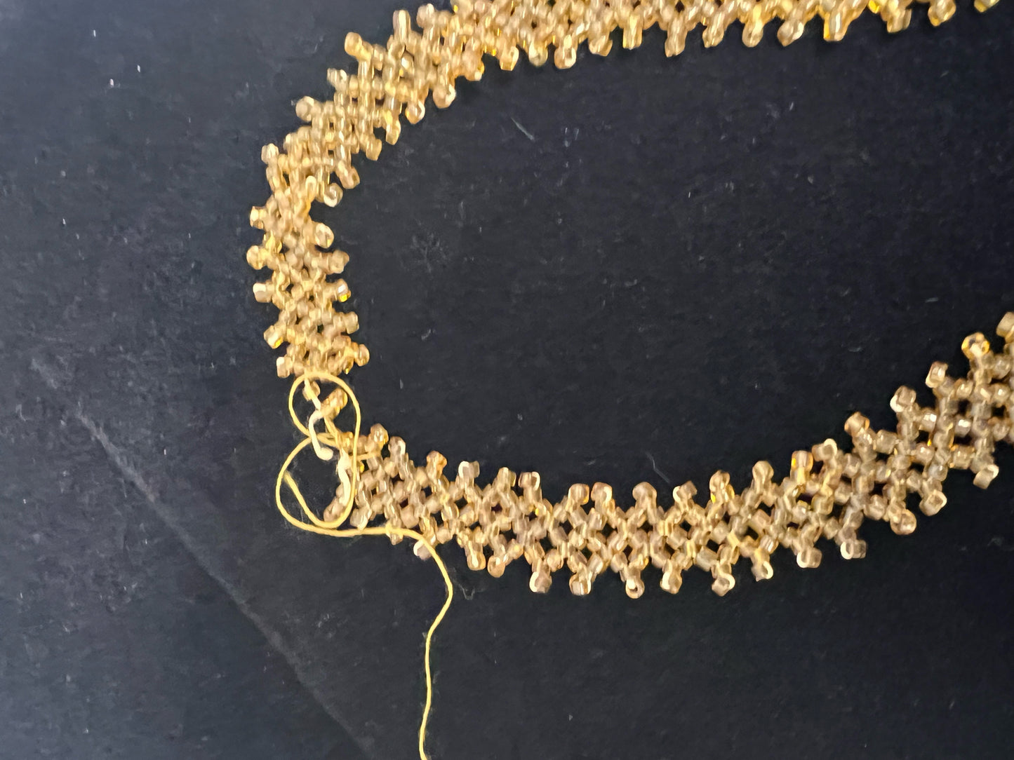 Vintage Art Deco–Style Gold Seed Bead Long Tassel Necklace | Flapper-Inspired