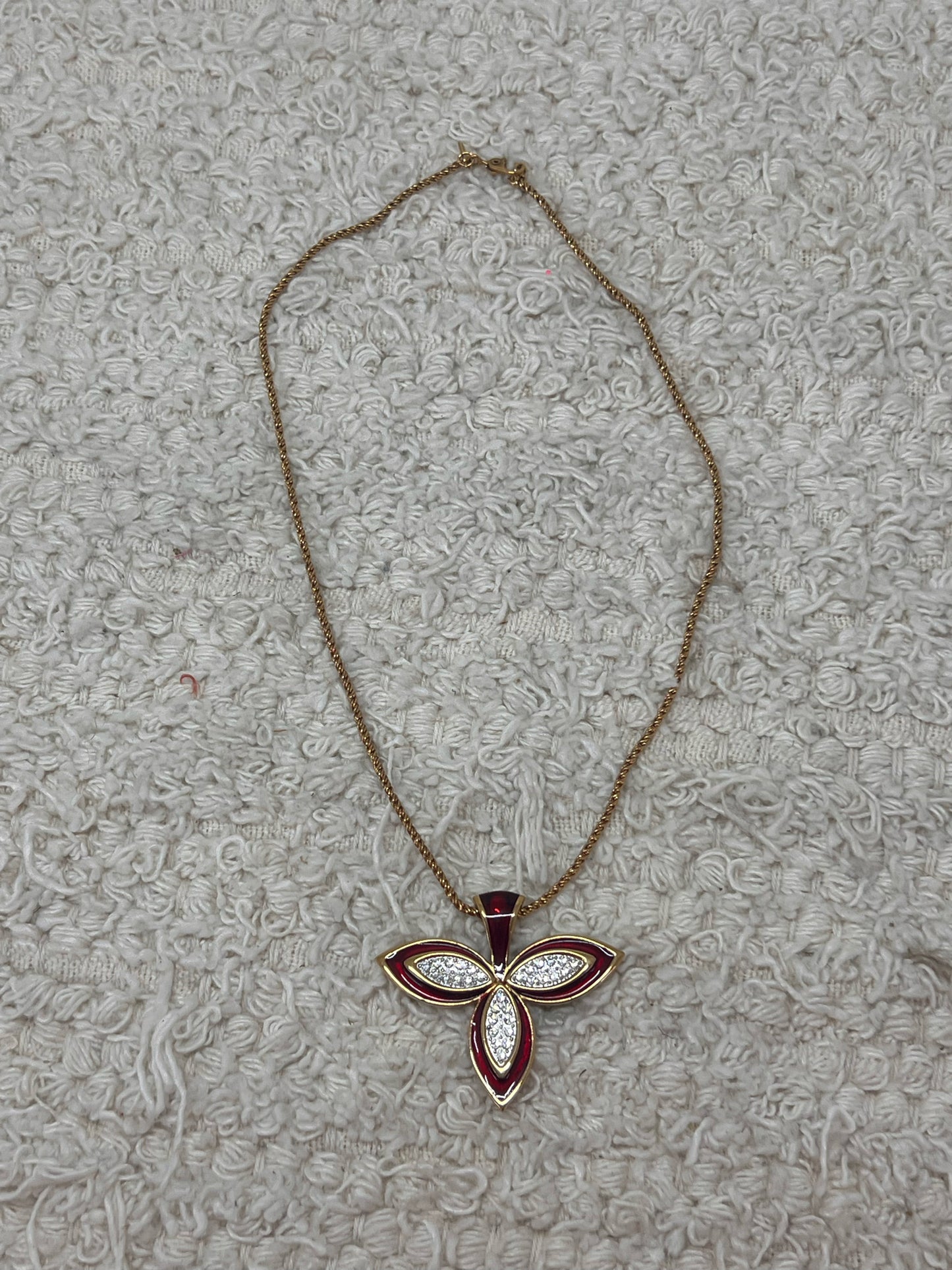 Vintage Monet rhinestone and enamel pendant necklace