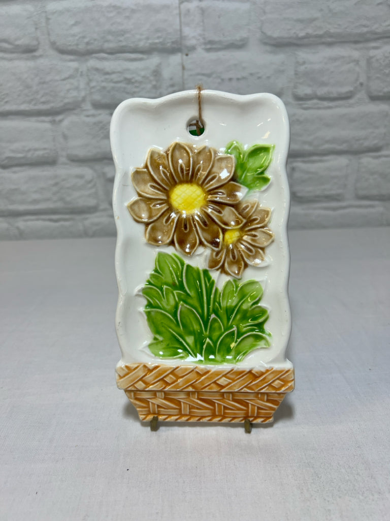 Vintage ceramic floral spoon rest