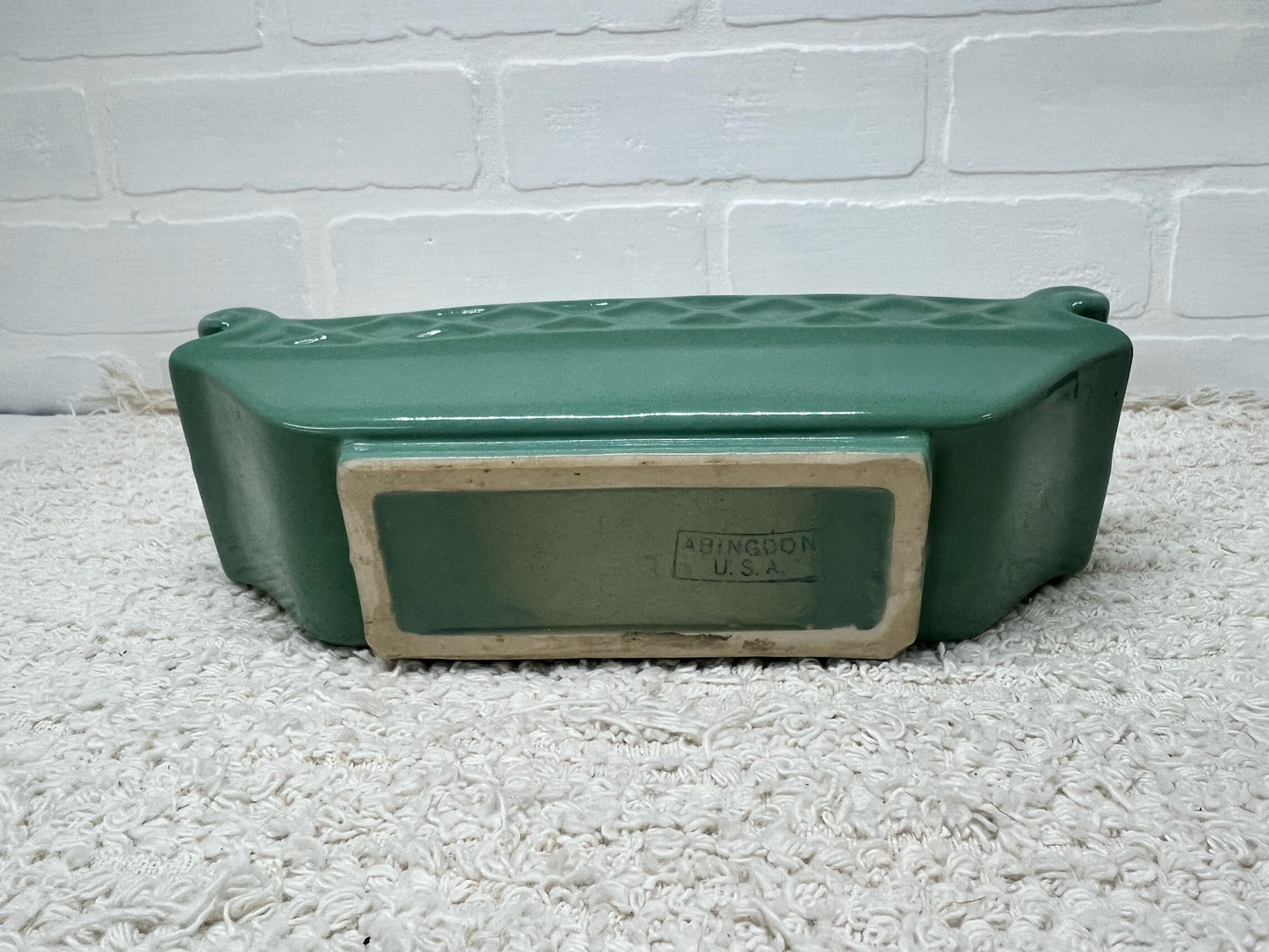 Abingdon 1940's teal blue/green rectangular planter