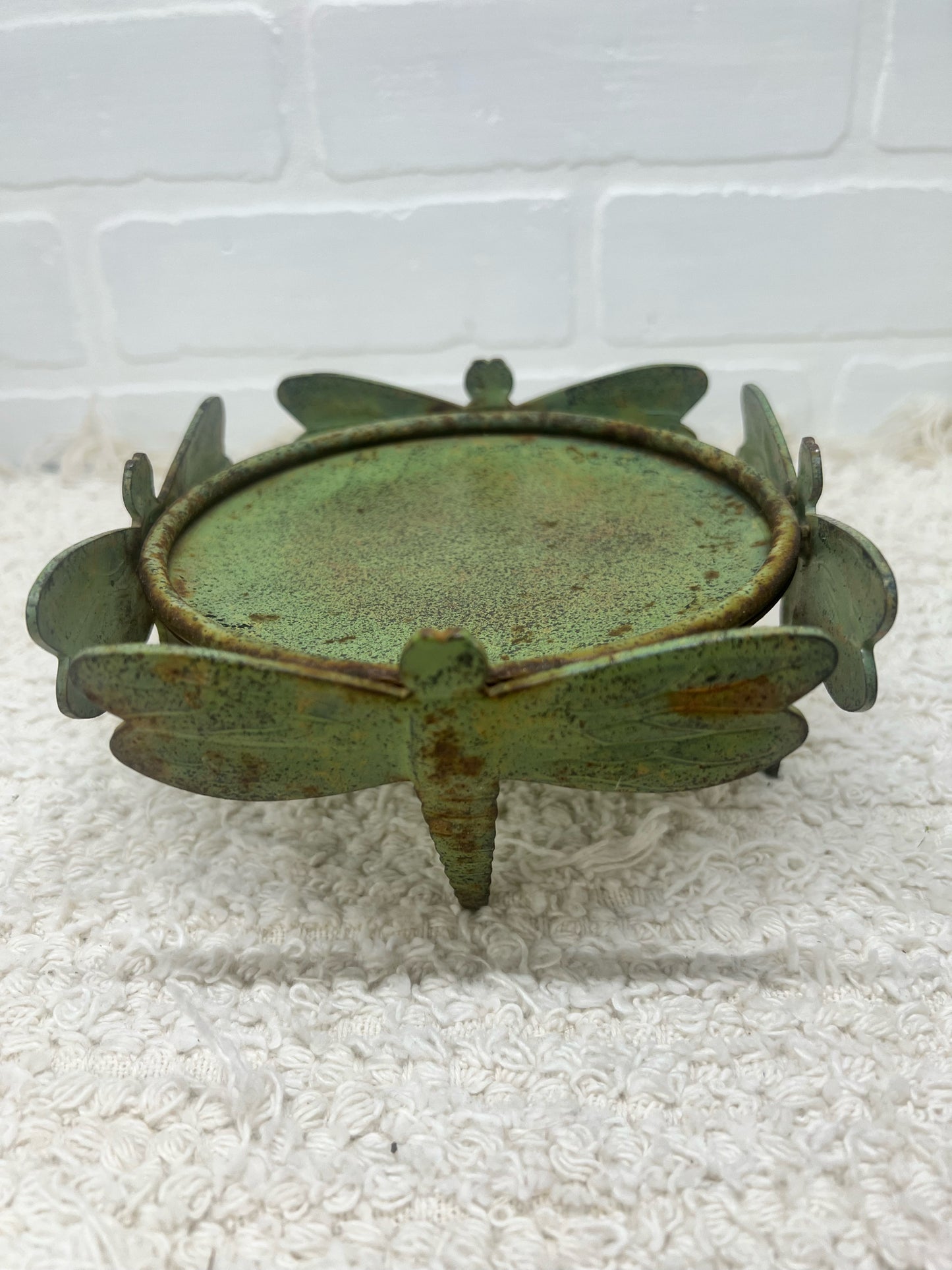 Rustic dragonfly candle stand