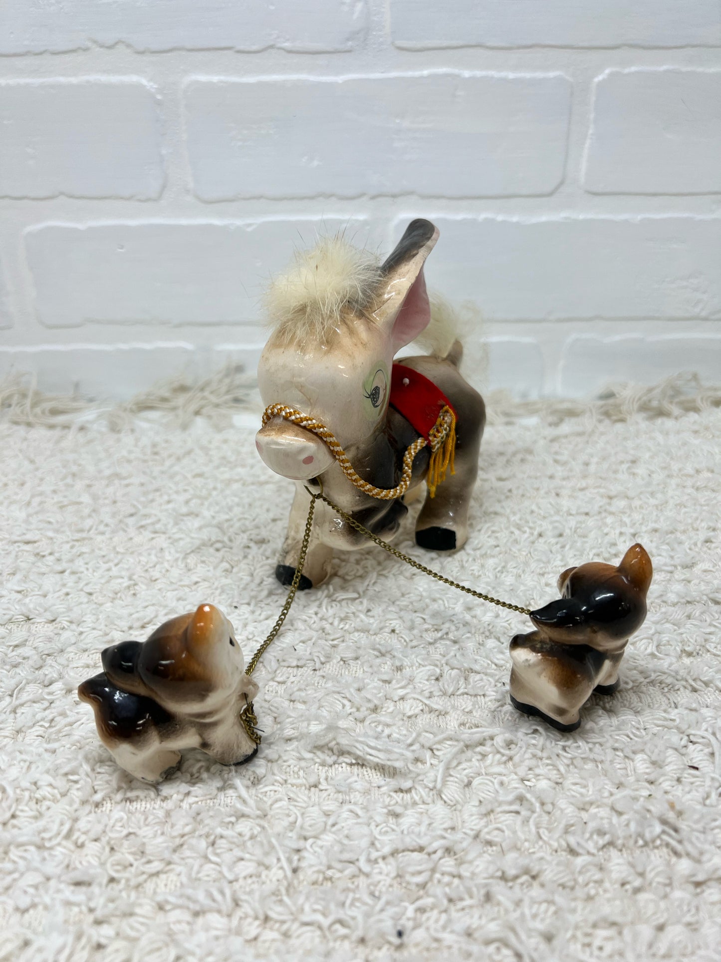 1950's mama & baby burro figurine set