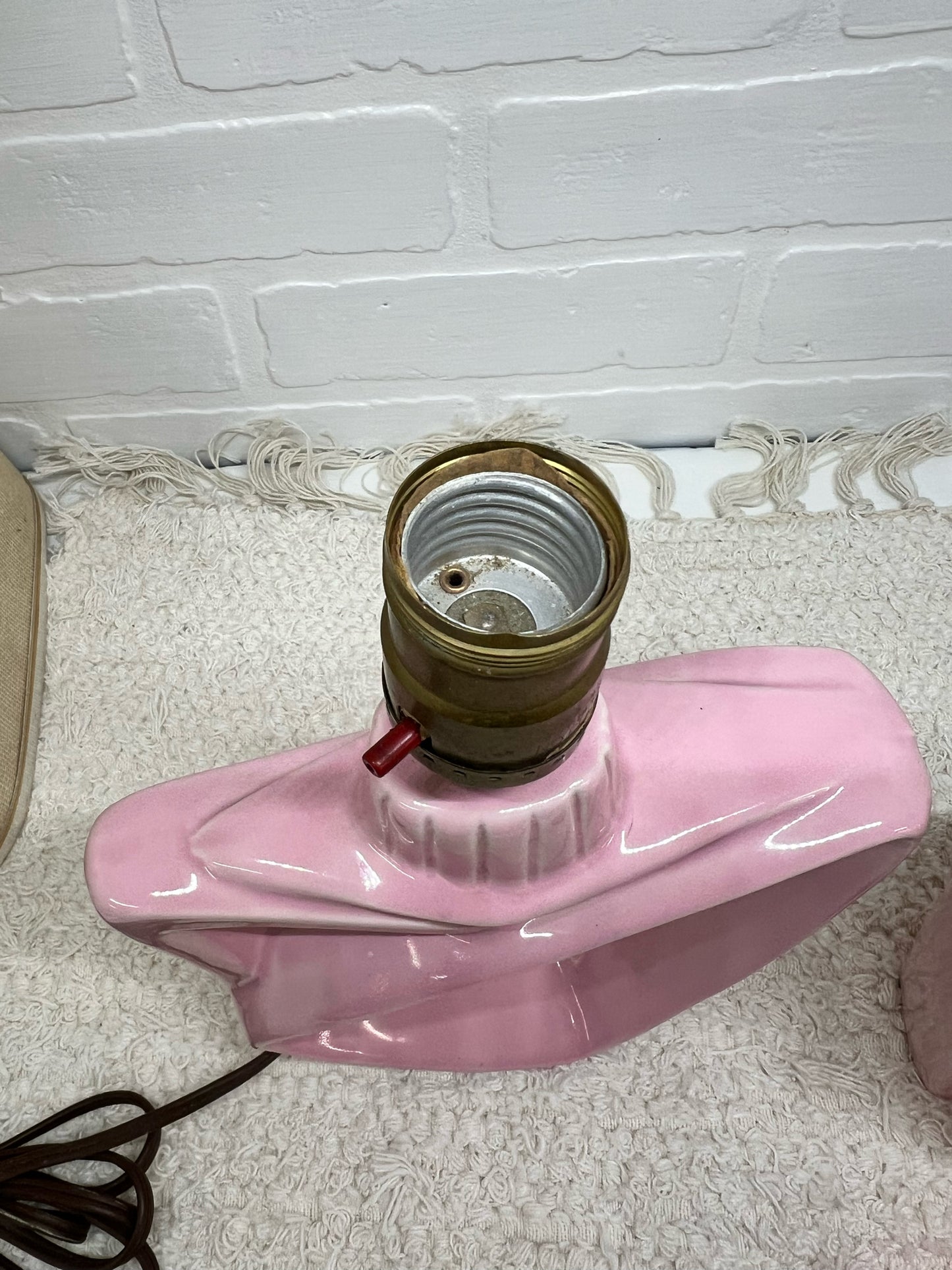 Pink & Gold MCM Boudoir Lamp Set