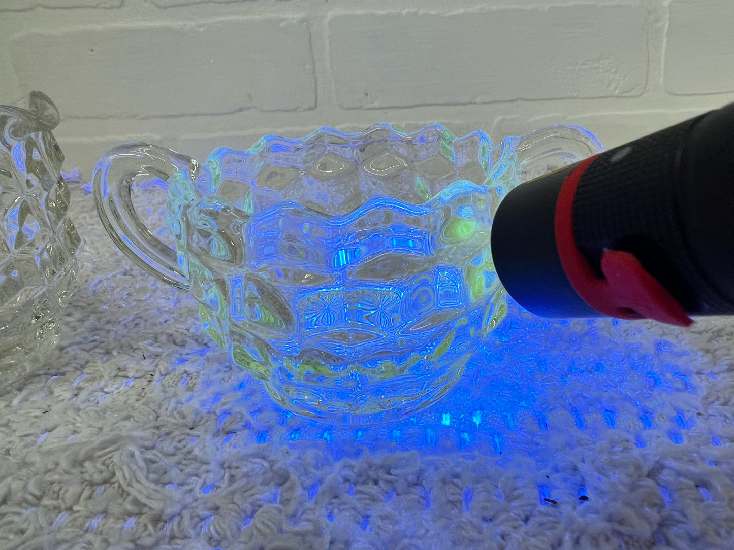 Clear Uranium Glass Cream & Sugar Set
