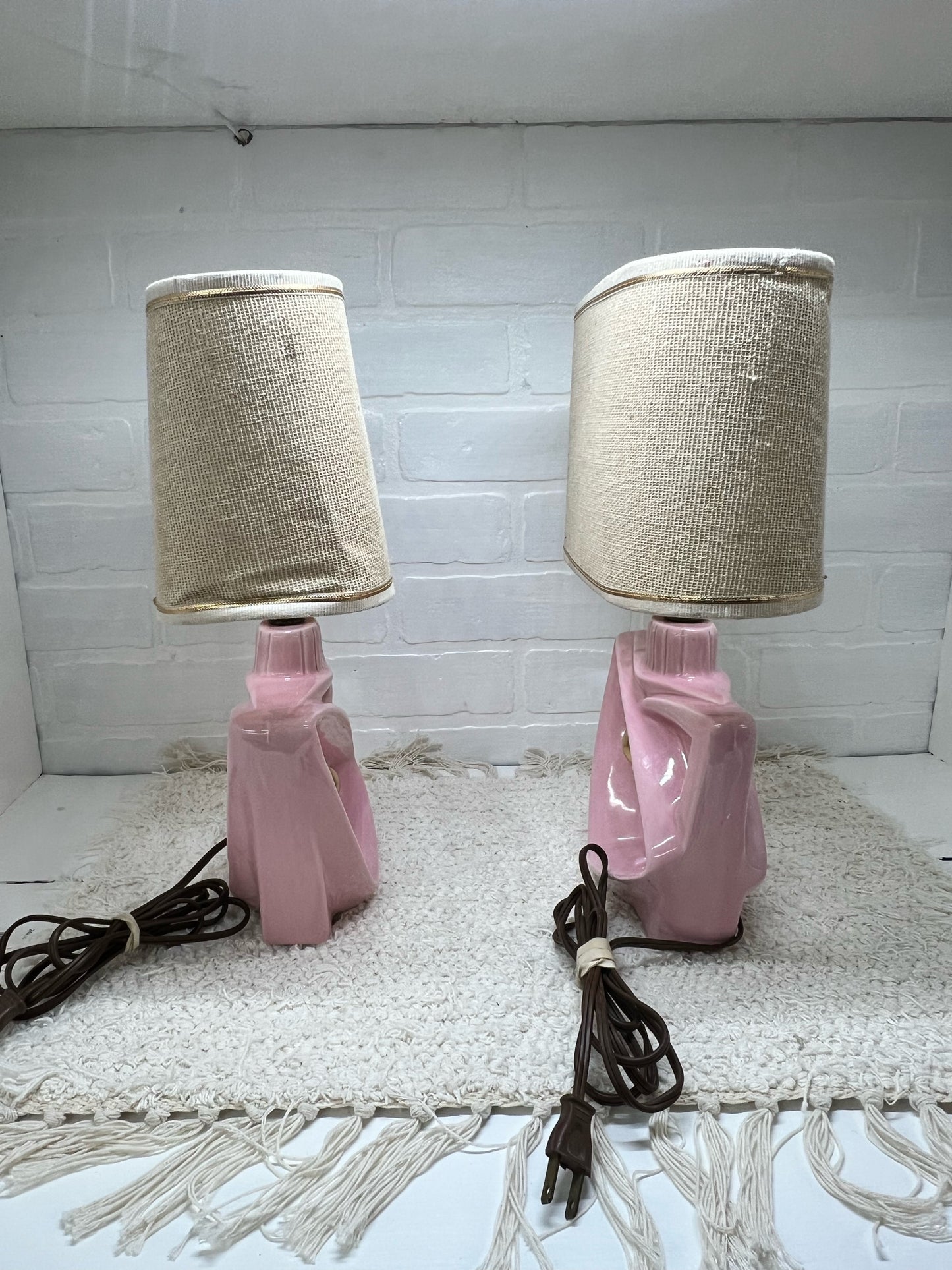 Pink & Gold MCM Boudoir Lamp Set