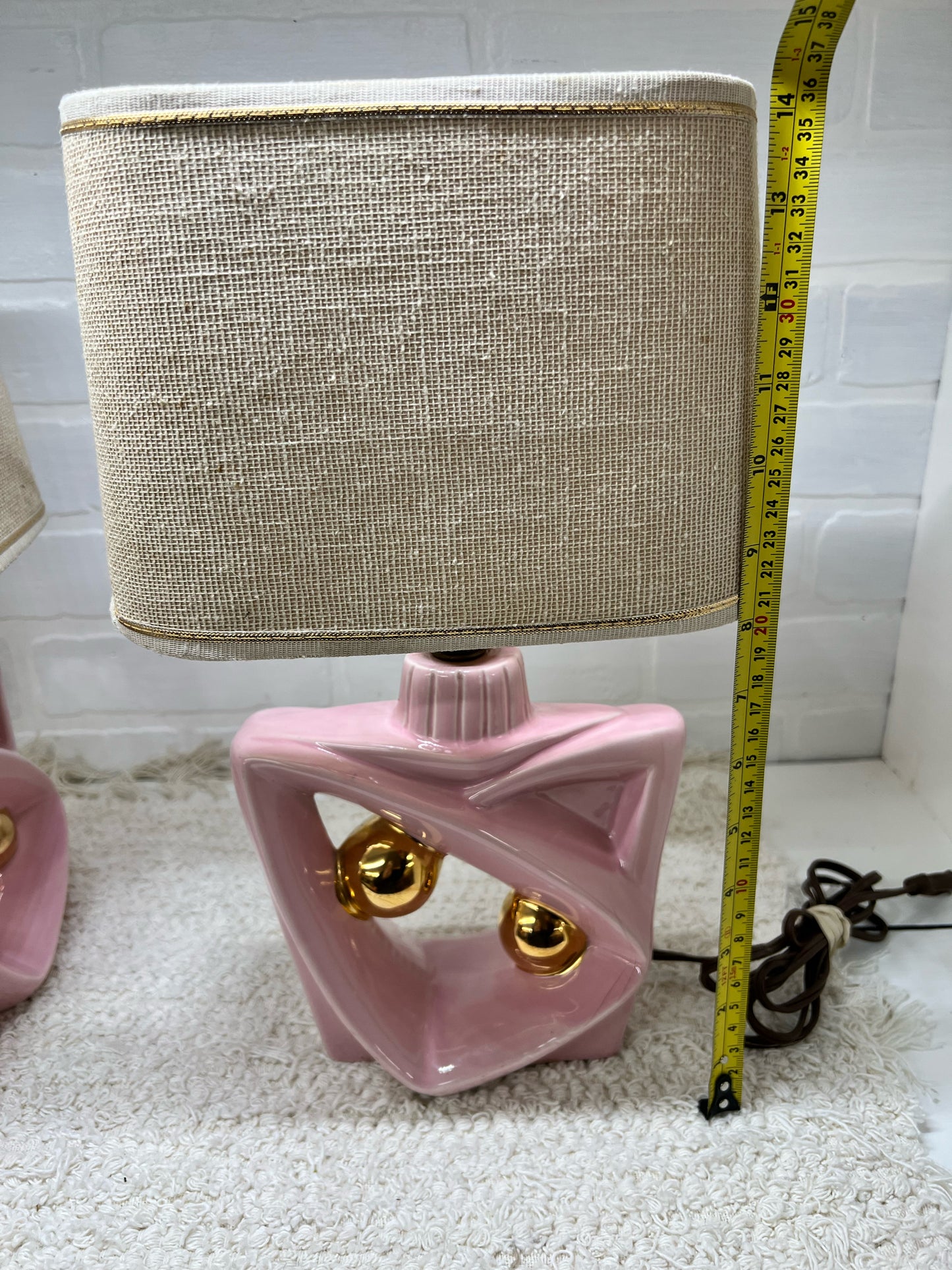Pink & Gold MCM Boudoir Lamp Set