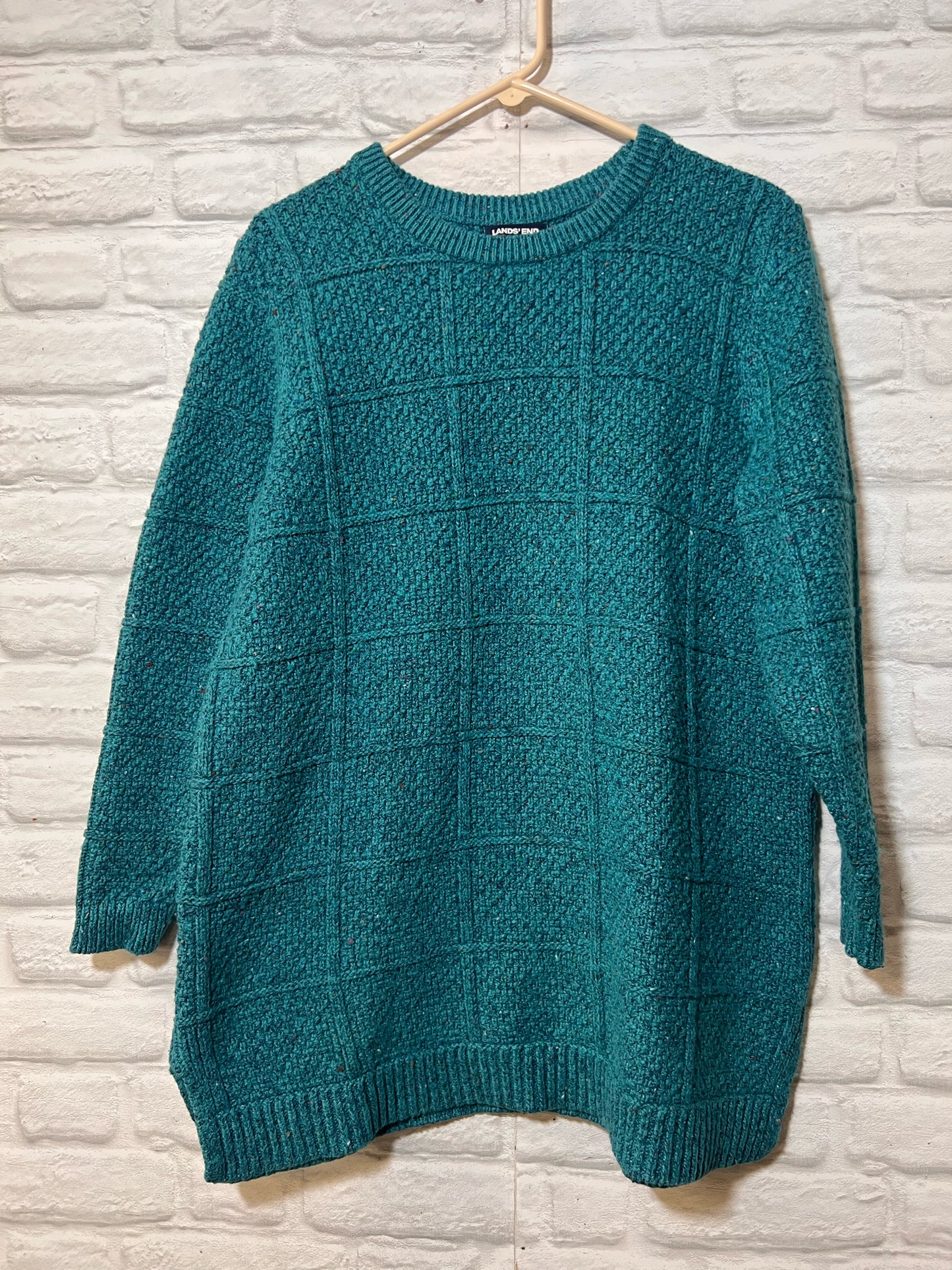 Size 1X Land's End Green/Blue Sweater