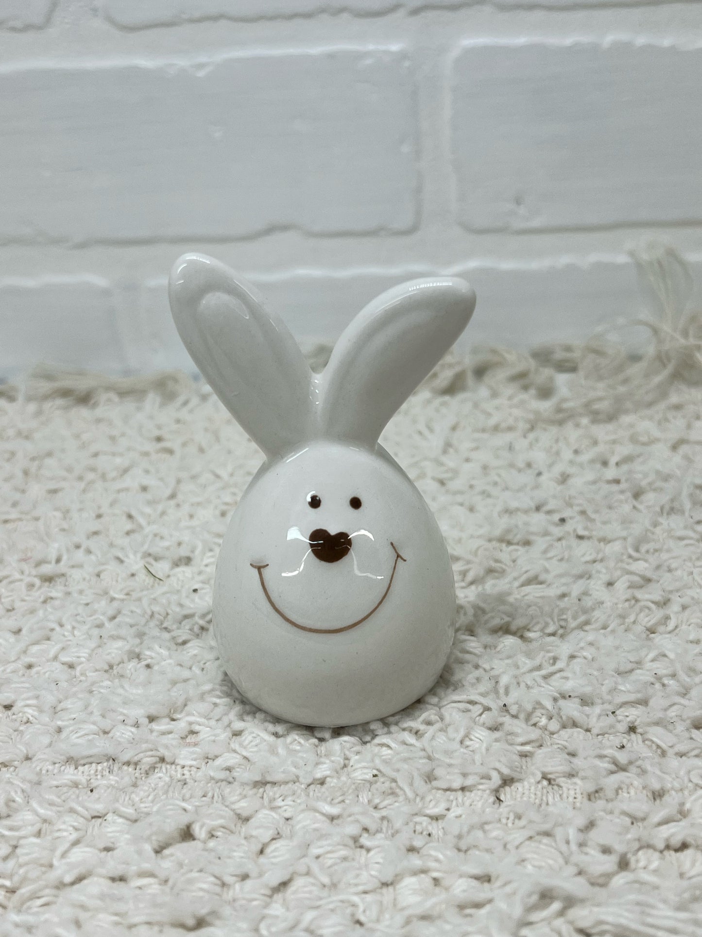 3 inch white ceramic bunny
