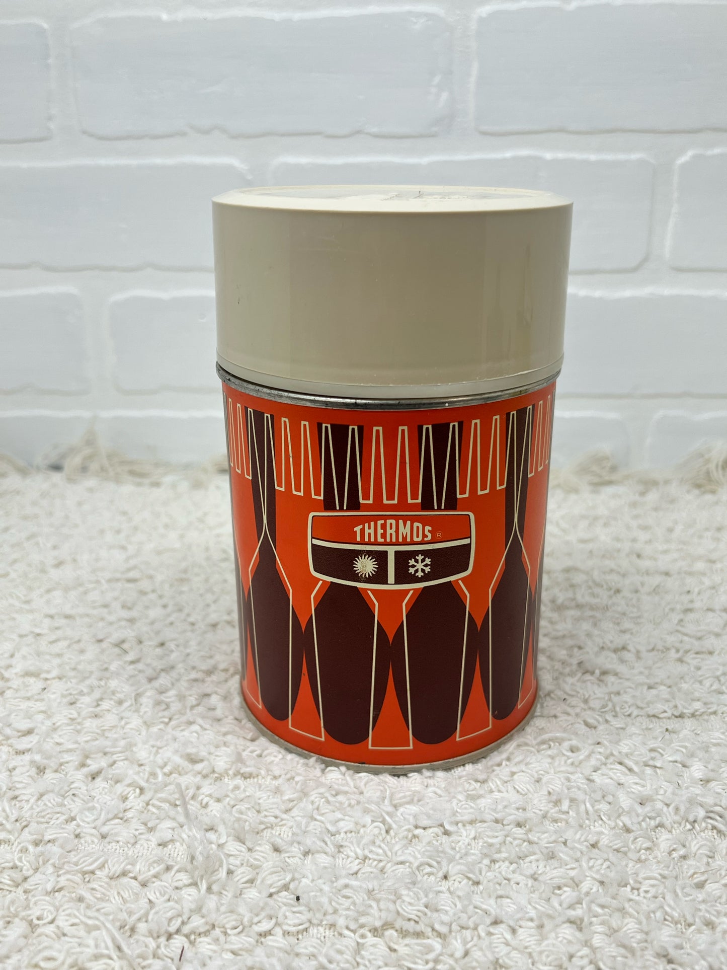 Thermos brand brown & orange thermos
