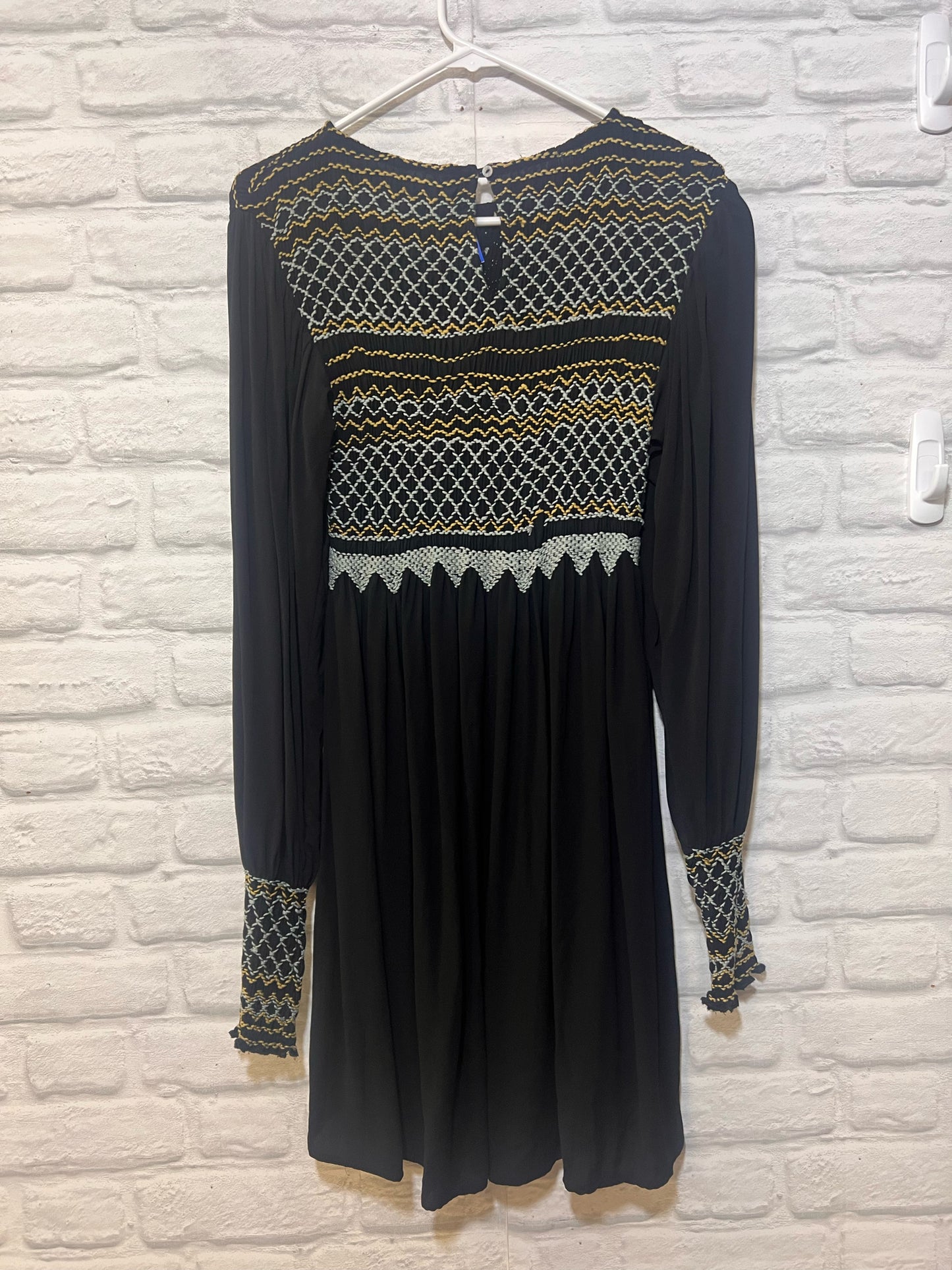 Size S Free People black dress w/ multicolor embroidery