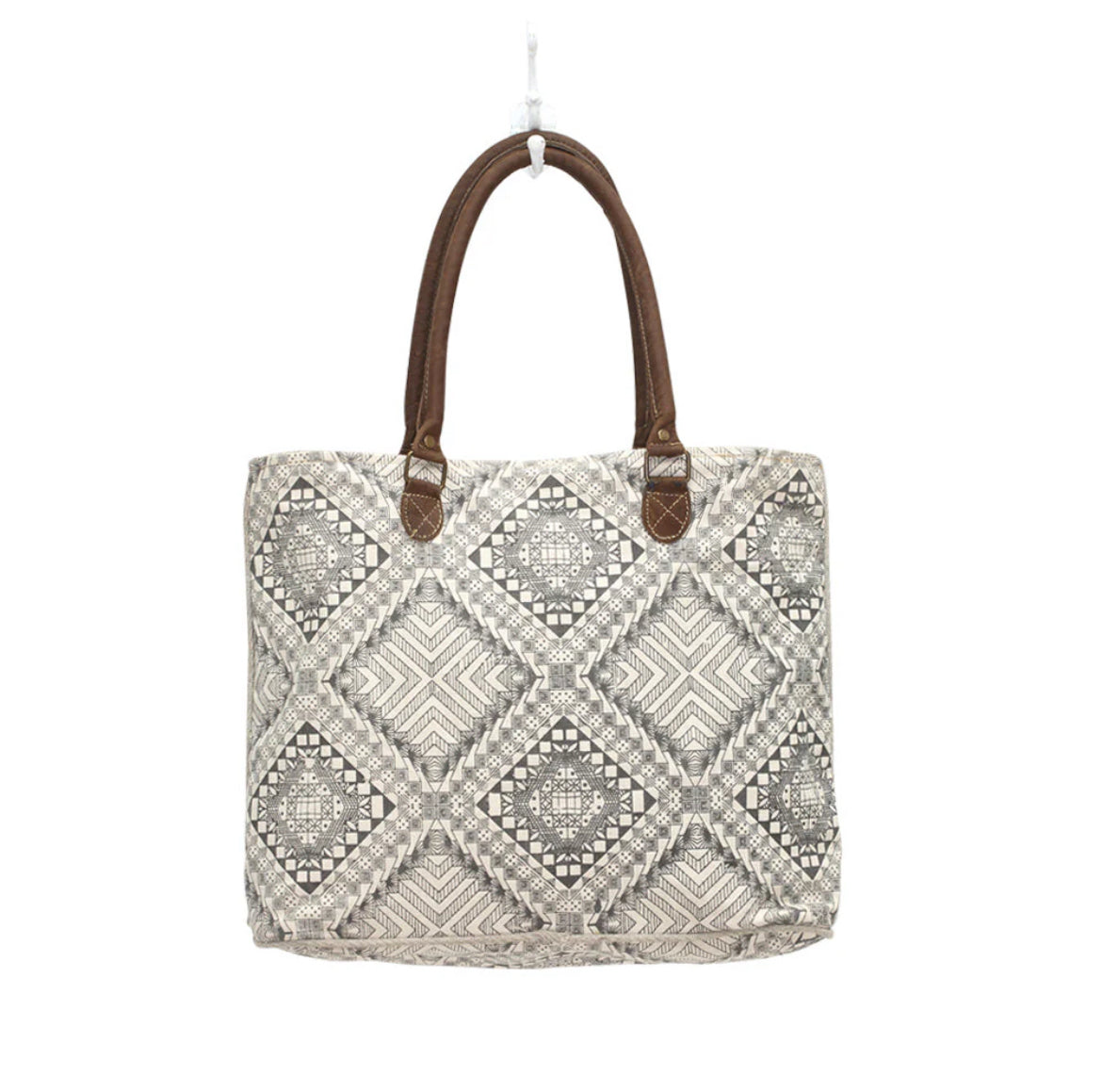 Myra Bag Artisan Canvas Tote Bag – Women’s Large Canvas & Genuine Leather Handbag with Zipper Top, 18"x13", Everyday Work & Travel Tote