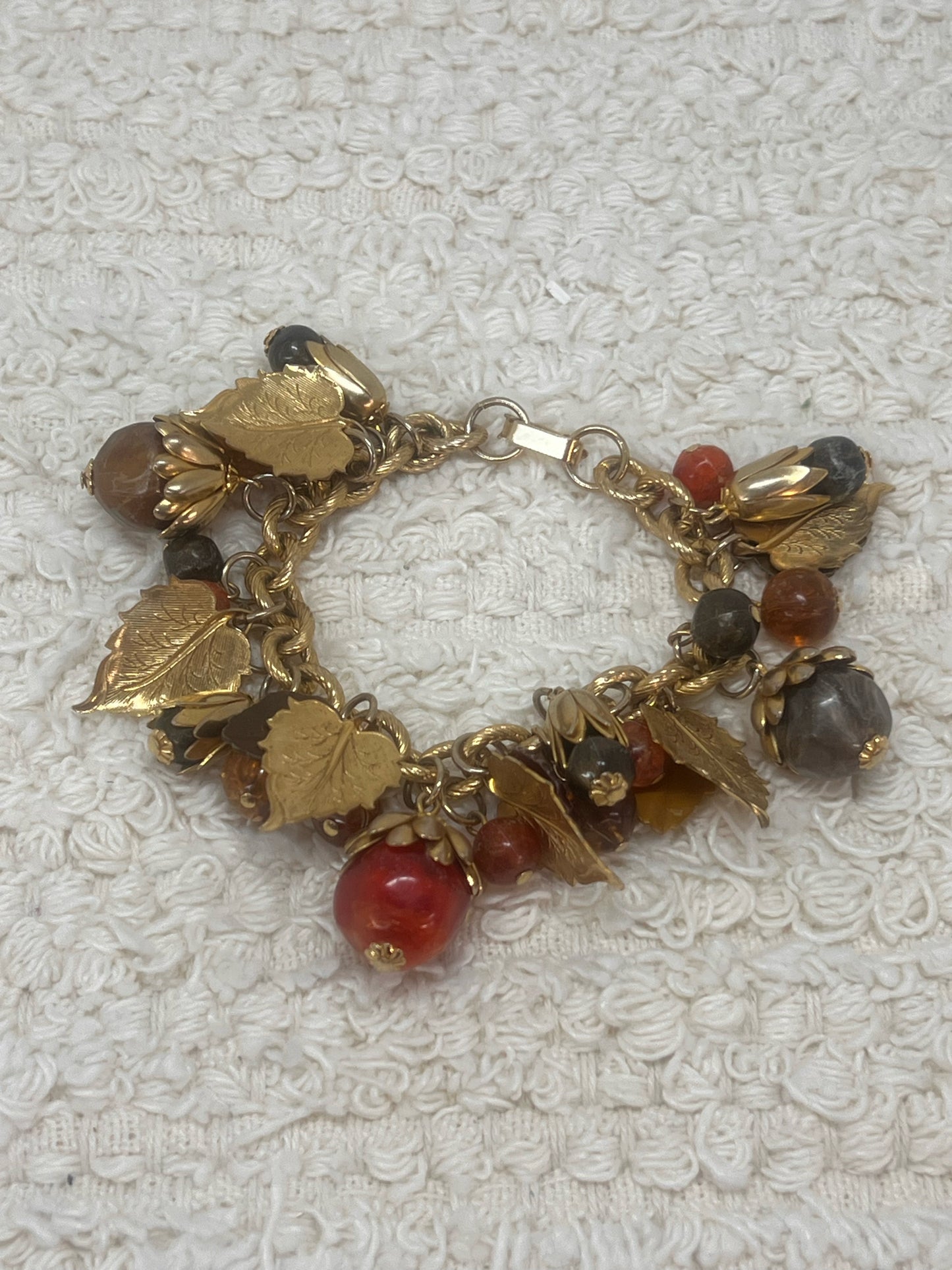 Chunky Fall Themed Vintage Charm Bracelet