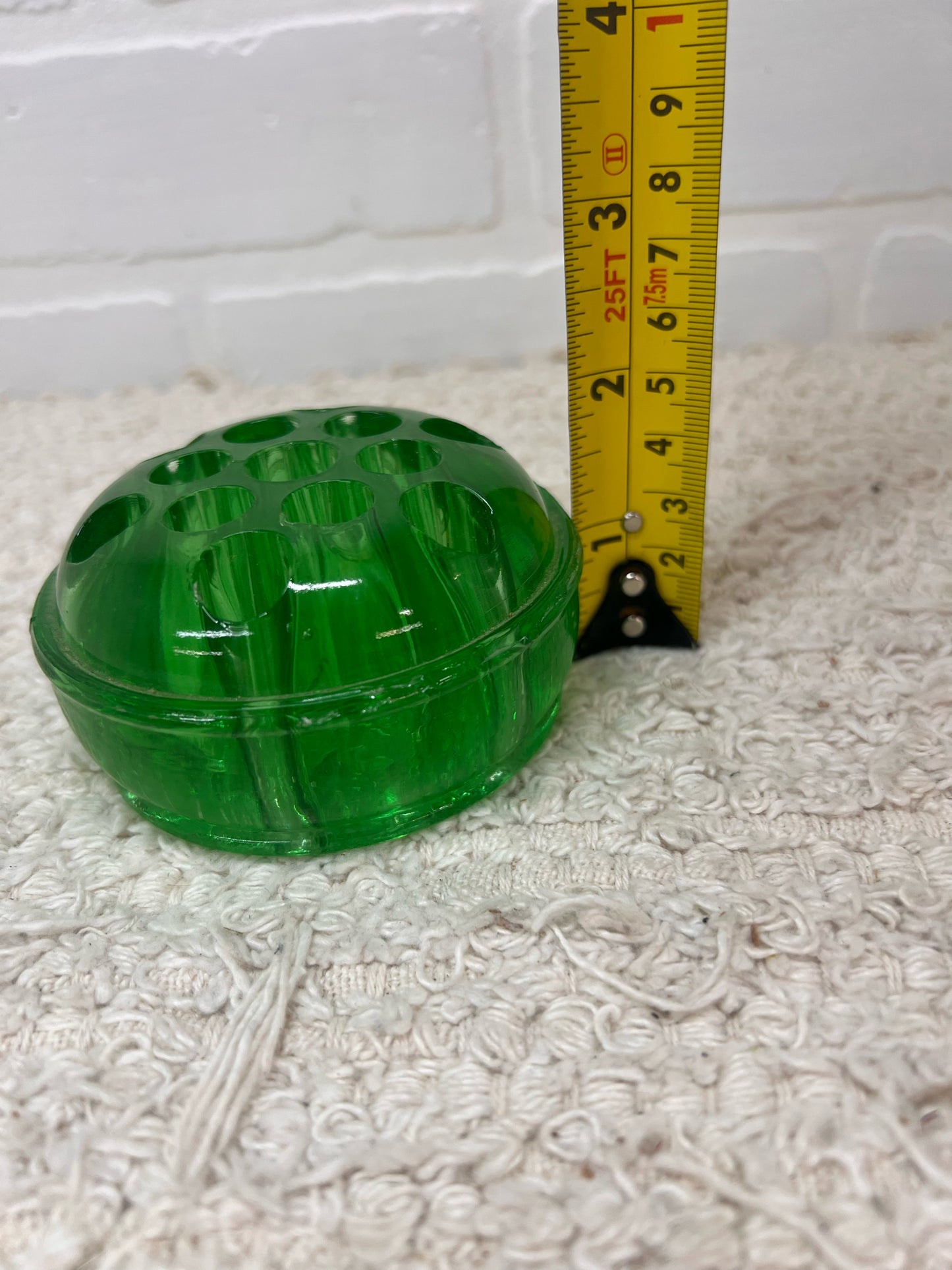Vintage Uranium Glass Flower Frog