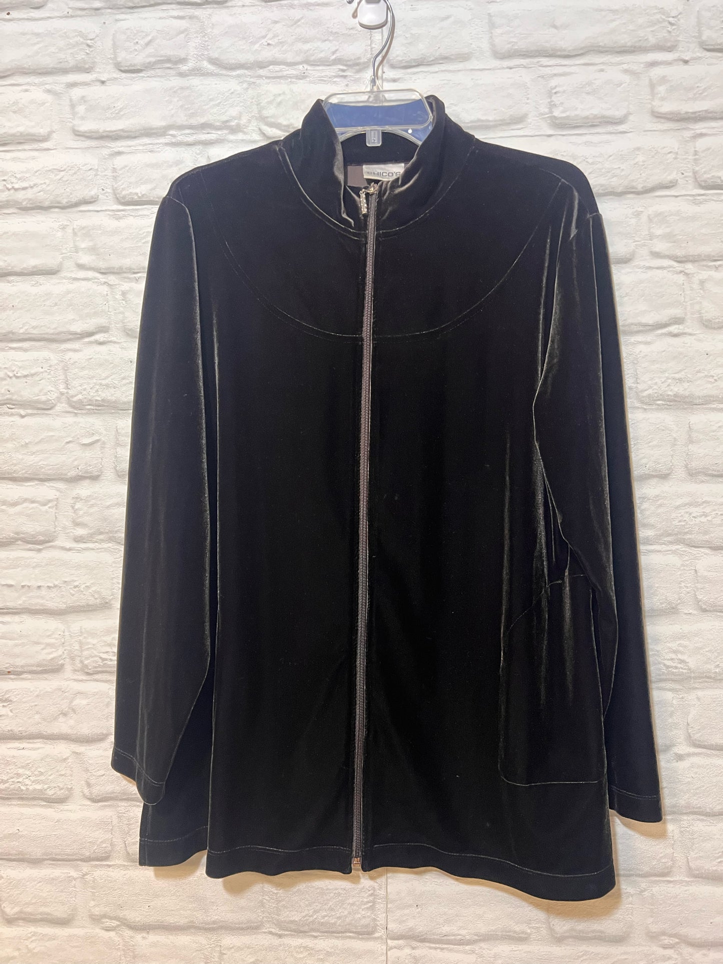 Size XL Chico's Black Velour Zip-Up Jacket