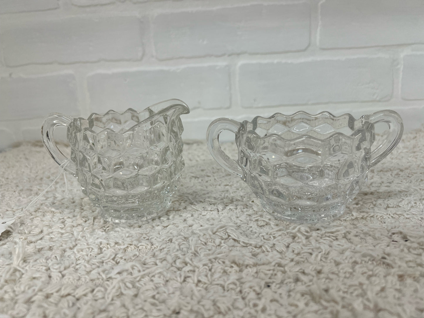 Clear Uranium Glass Cream & Sugar Set