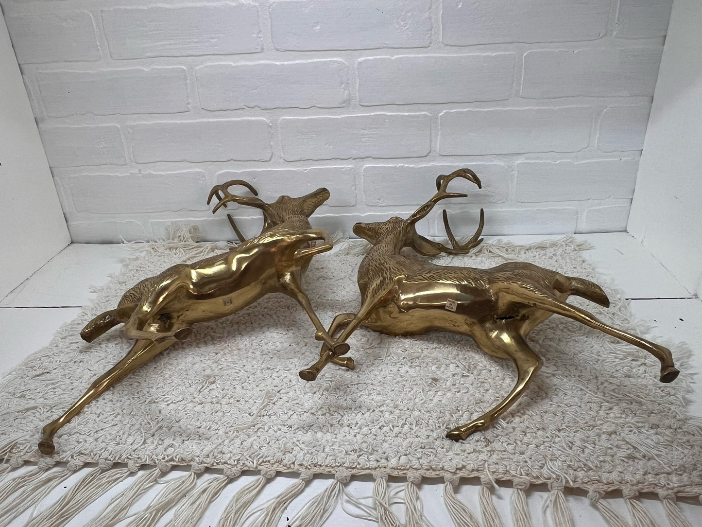 Vintage Pair of Brass Deer - Large