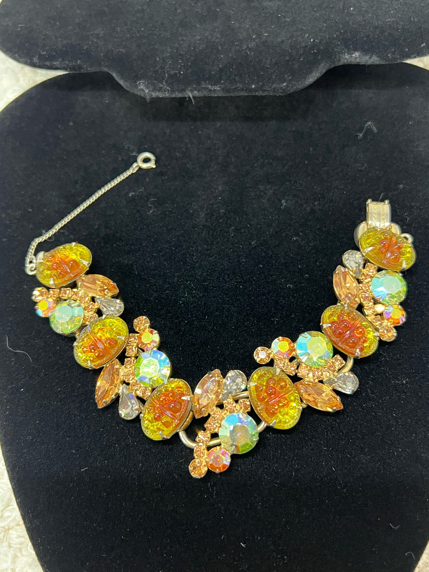 Juliana D&E Jewelry Set- art glass and rhinestone