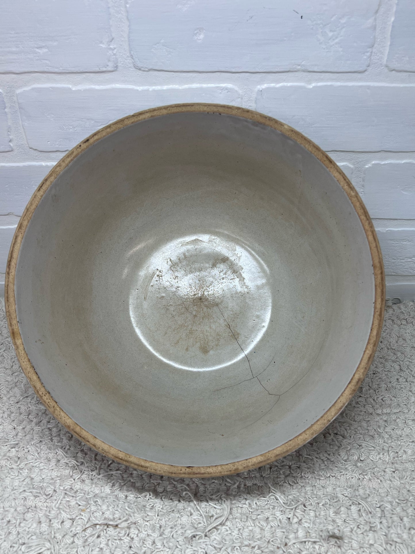 Vintage Stoneware Mixing Bowl - Unmarked & As Is
