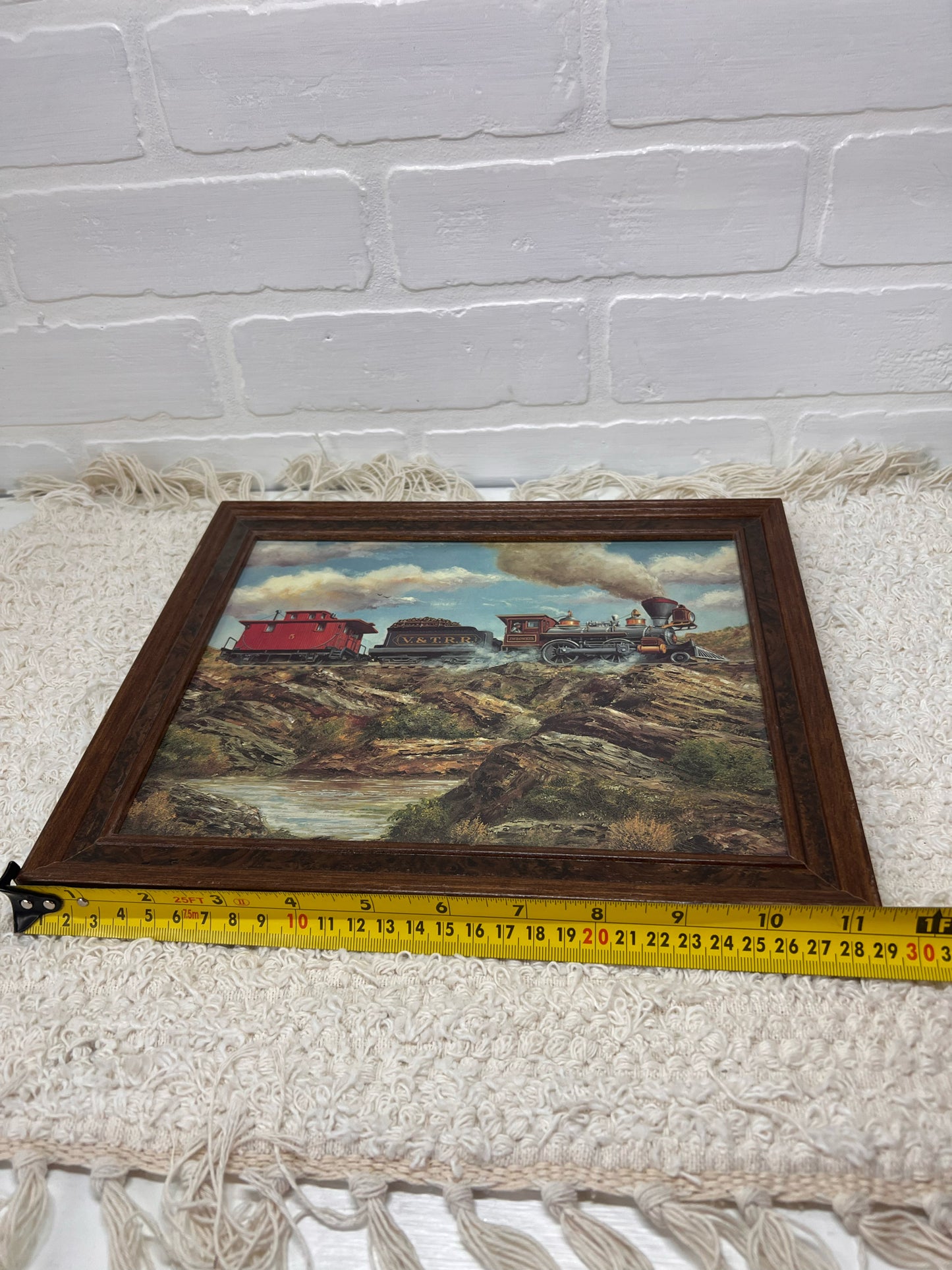 Vintage Framed Jim Rozzi Western Artist Locomotive Print