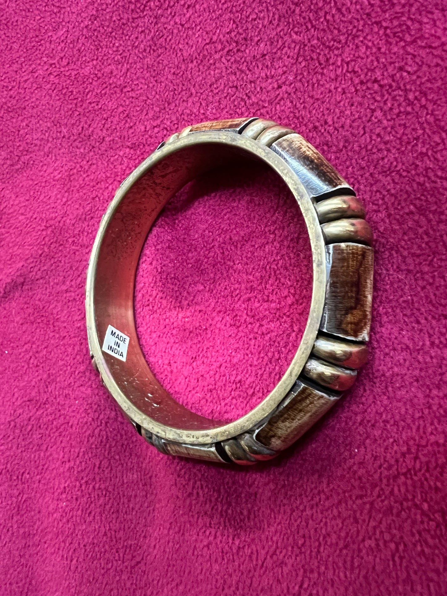 Wood & brass bangle bracelet