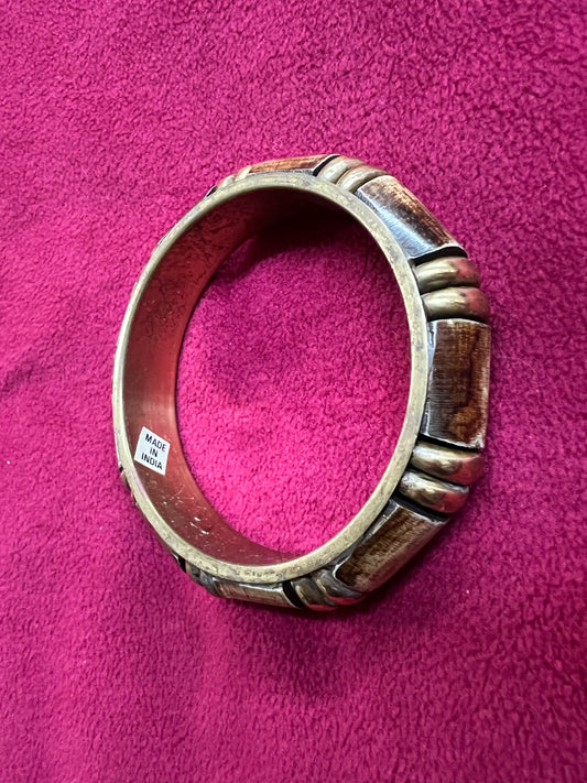 Wood & brass bangle bracelet
