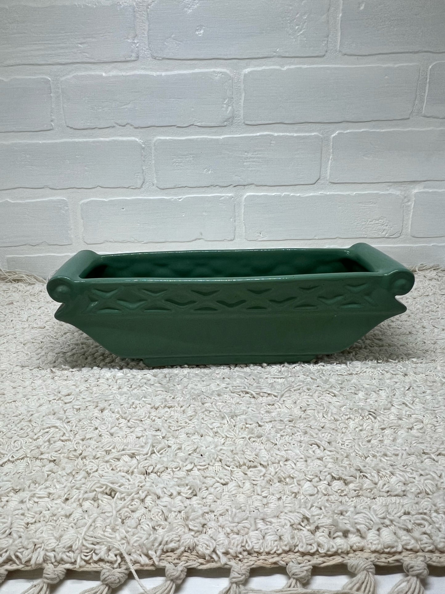Abingdon 1940's teal blue/green rectangular planter