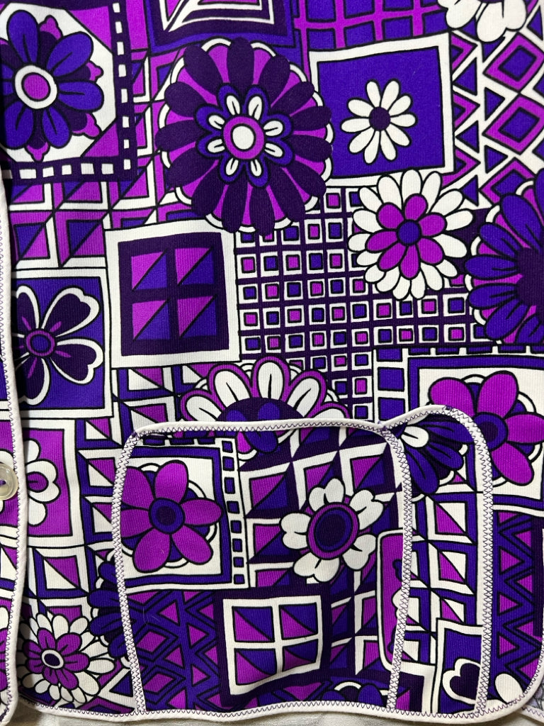 Handmade vintage vest in purple flower power print