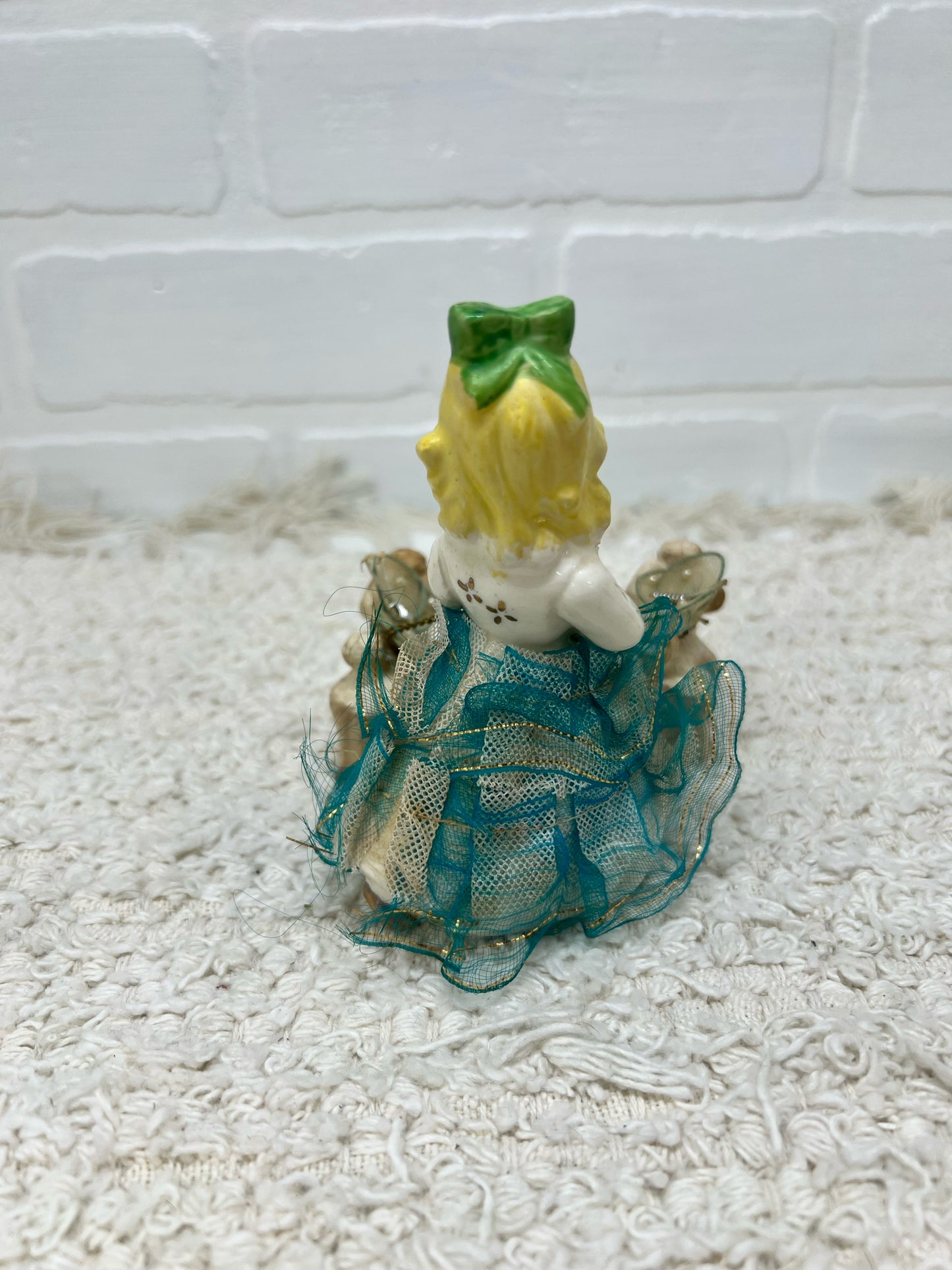 Vintage figurine- girl walking two fairy poodles