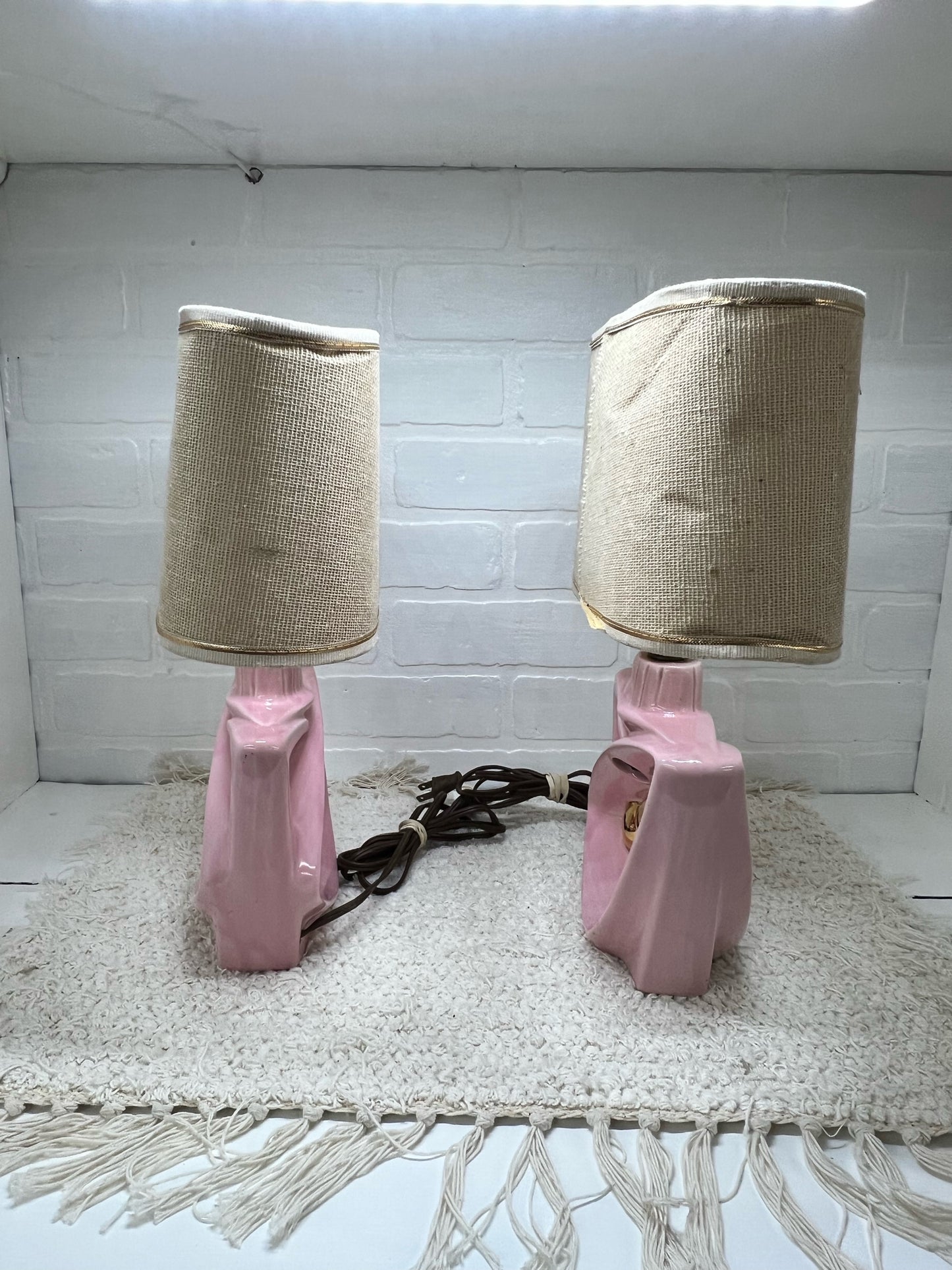 Pink & Gold MCM Boudoir Lamp Set