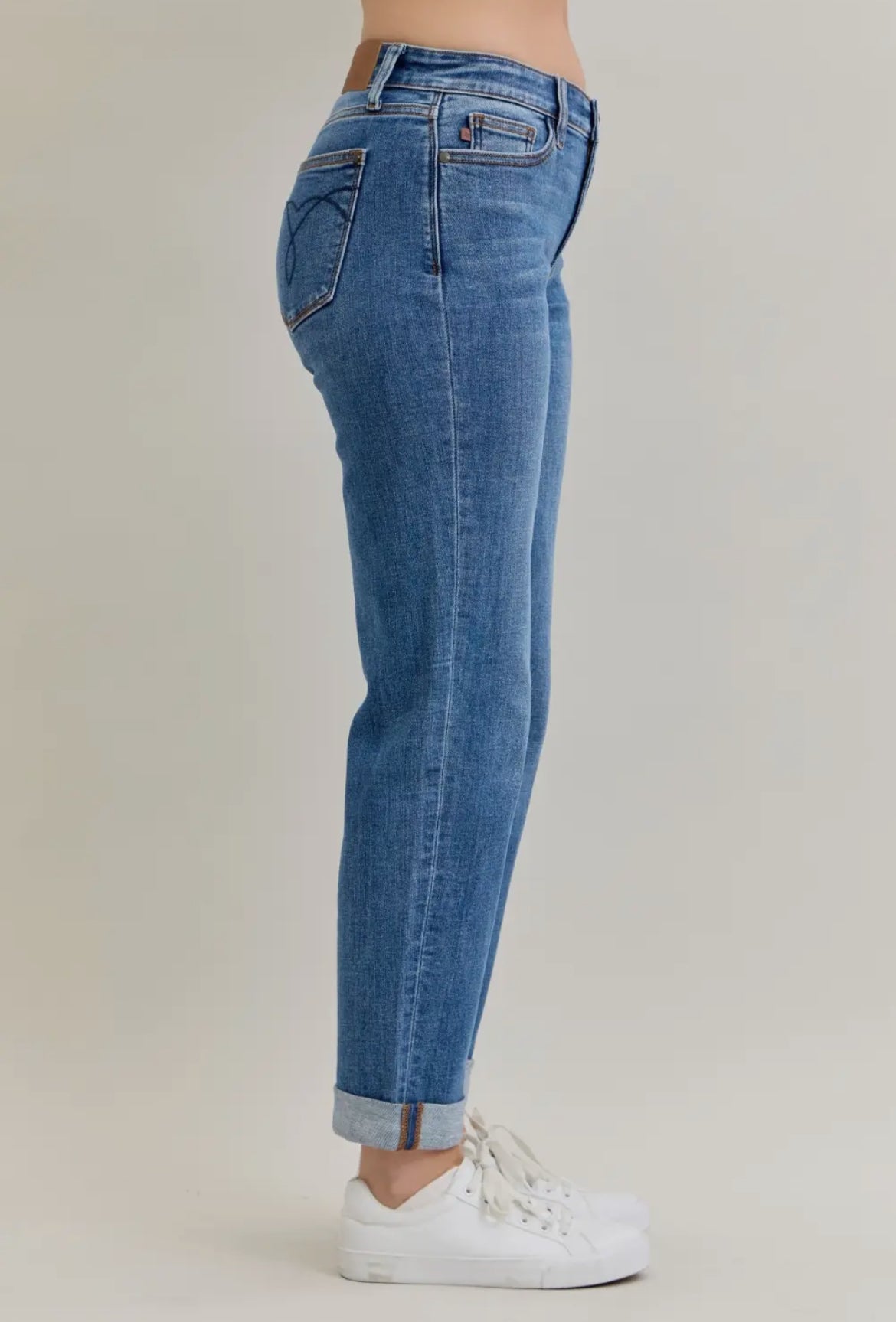 Judy Blue MR BF Classic Cuffed jeans