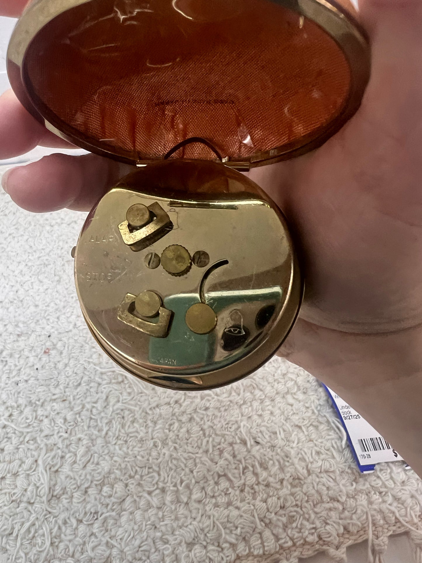 Vintage wind up travel alarm clock