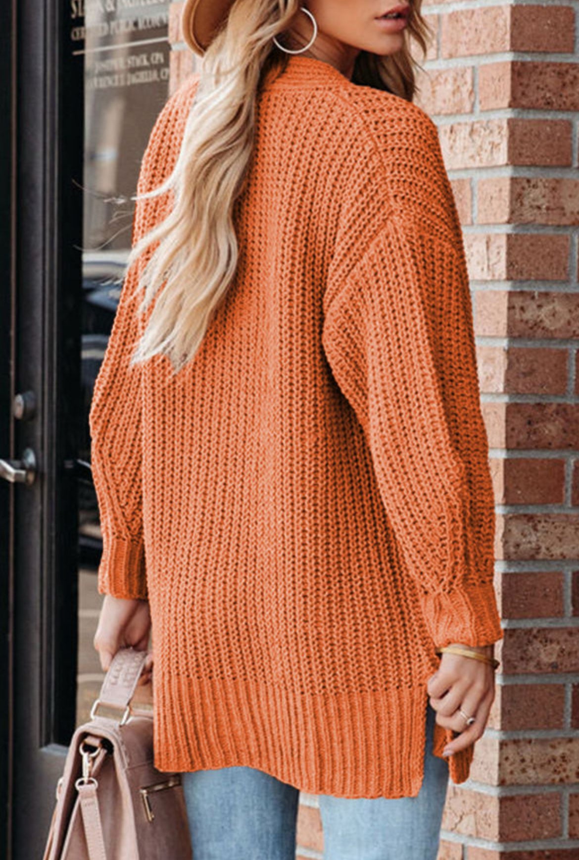 Gold Flame Button Front V-Neck Cardigan