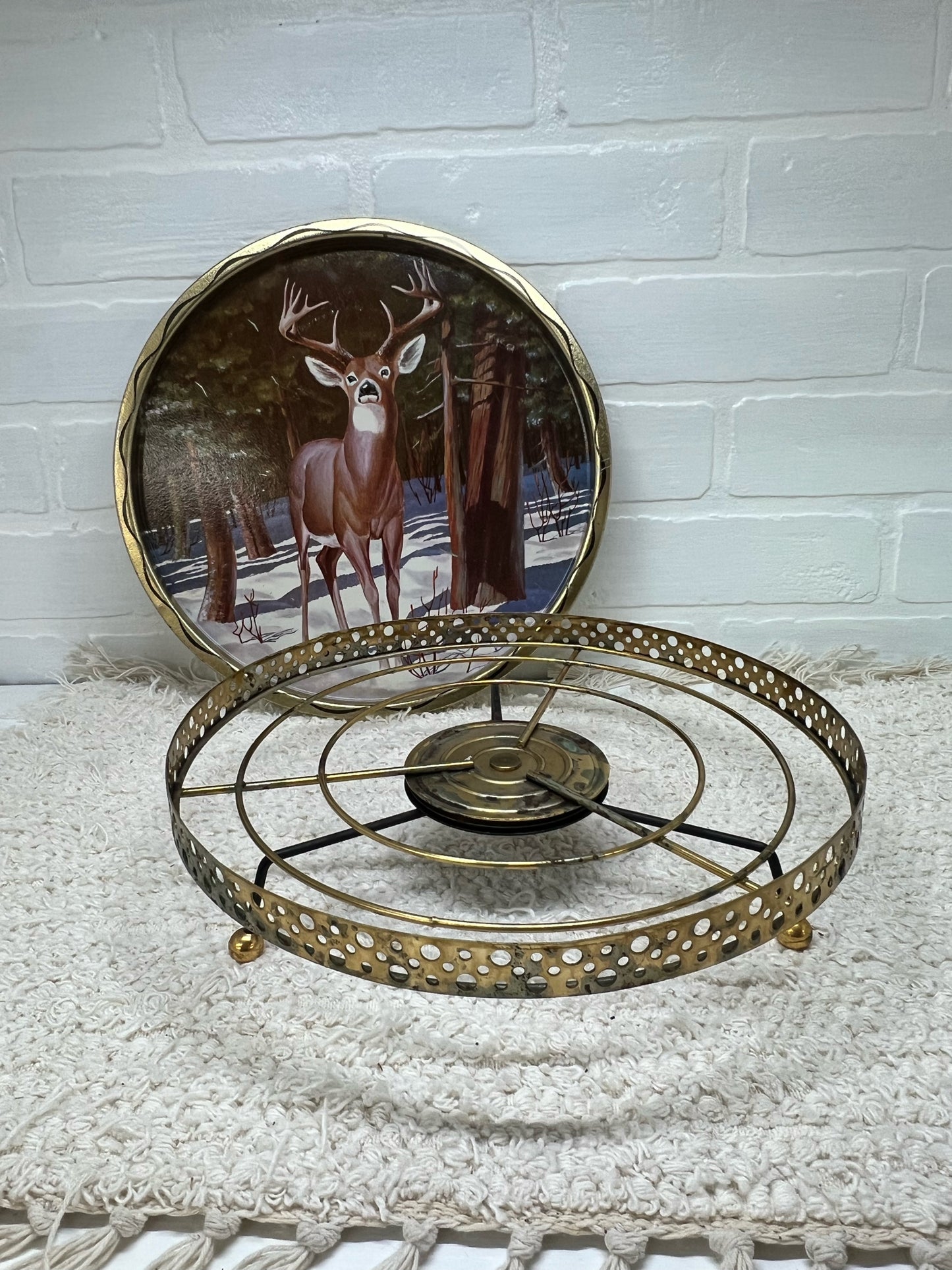 Vintage Lazy Susan with deer tray