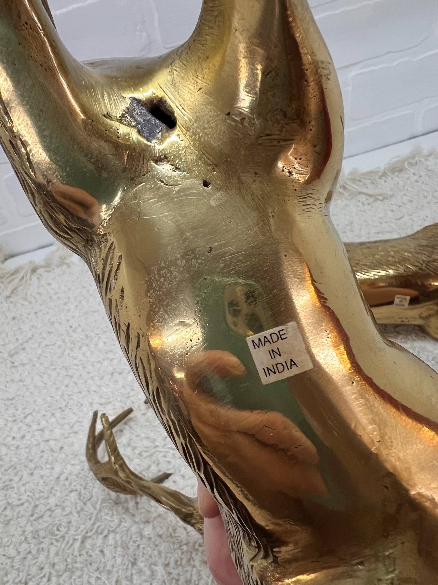 Vintage Pair of Brass Deer - Large