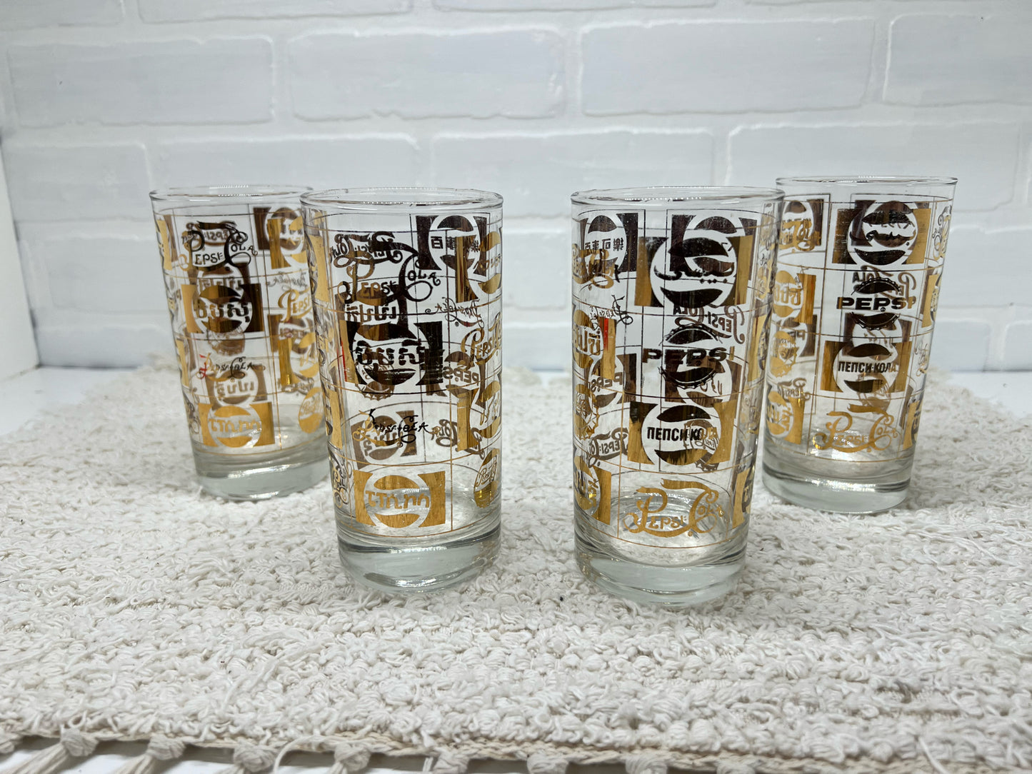 Bartlett Collins Pepsi gold glass set - four glasses