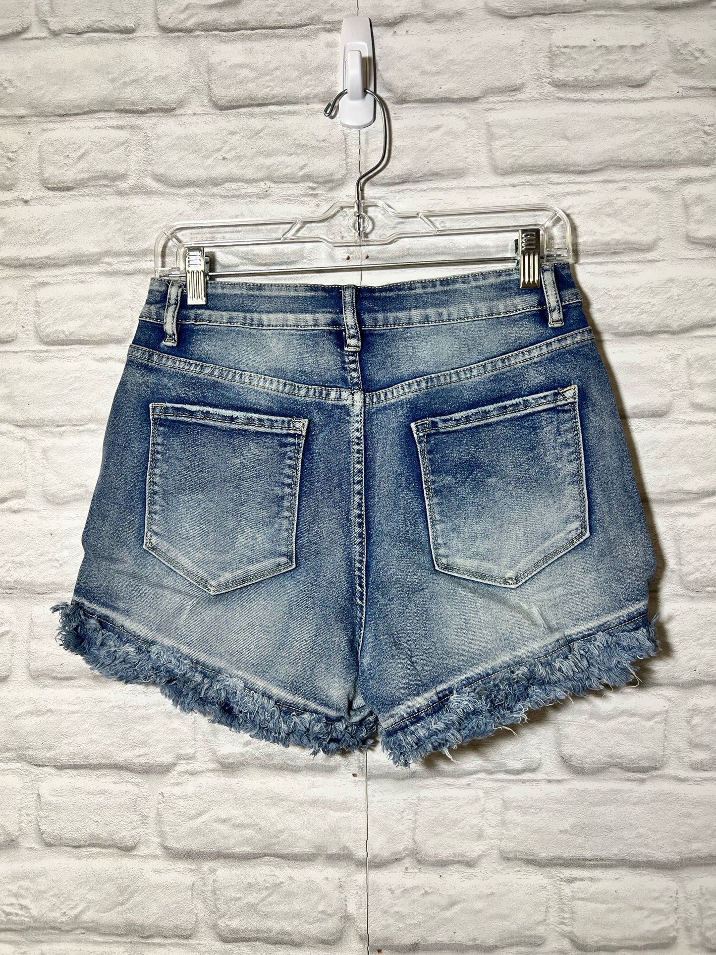 Boutique Raw Hem High Waist Skinny Denim Shorts