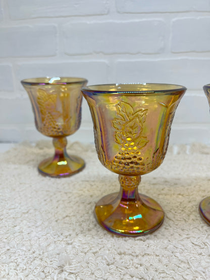 Indiana Glass Carnival iridescent goblet set (4)