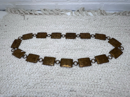 32" Copper Stamped Concho Belt Vintage 1970's