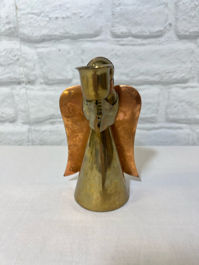 Brass angel candlestick holder