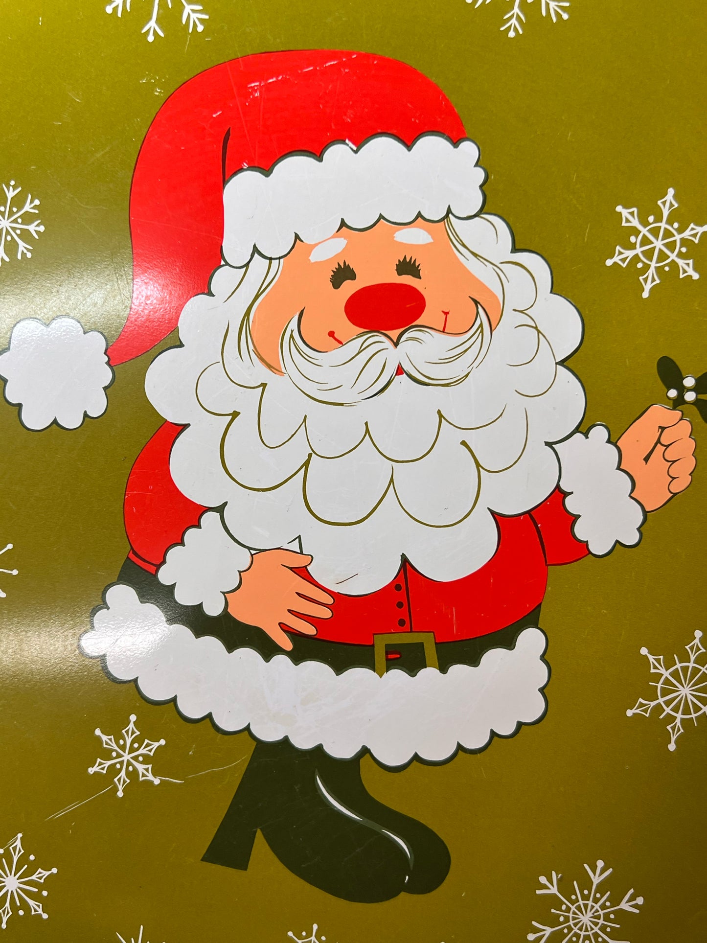 Vintage Metal 1970's Santa Tray