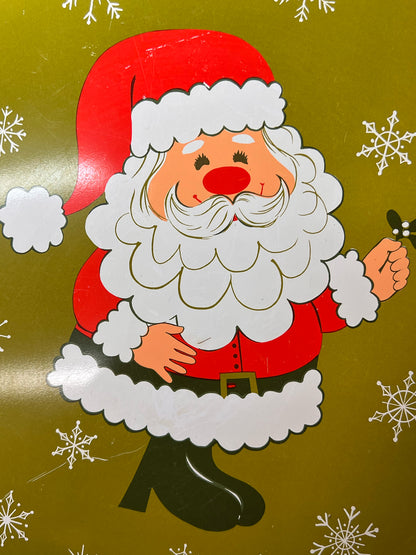 Vintage Metal 1970's Santa Tray