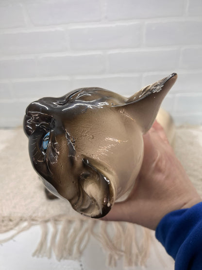 Marwal Ceramics 15/5" Siamese Cat Blue Eyes Mid-Century