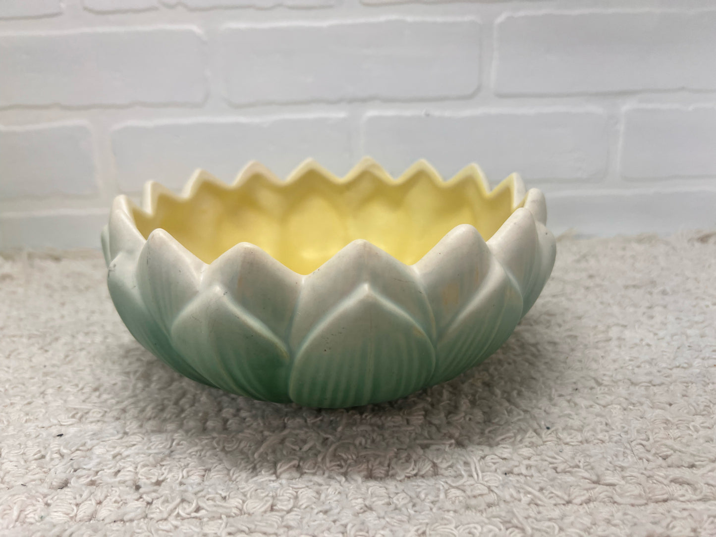 Weller Pottery Green & Yellow Lotus Bowl