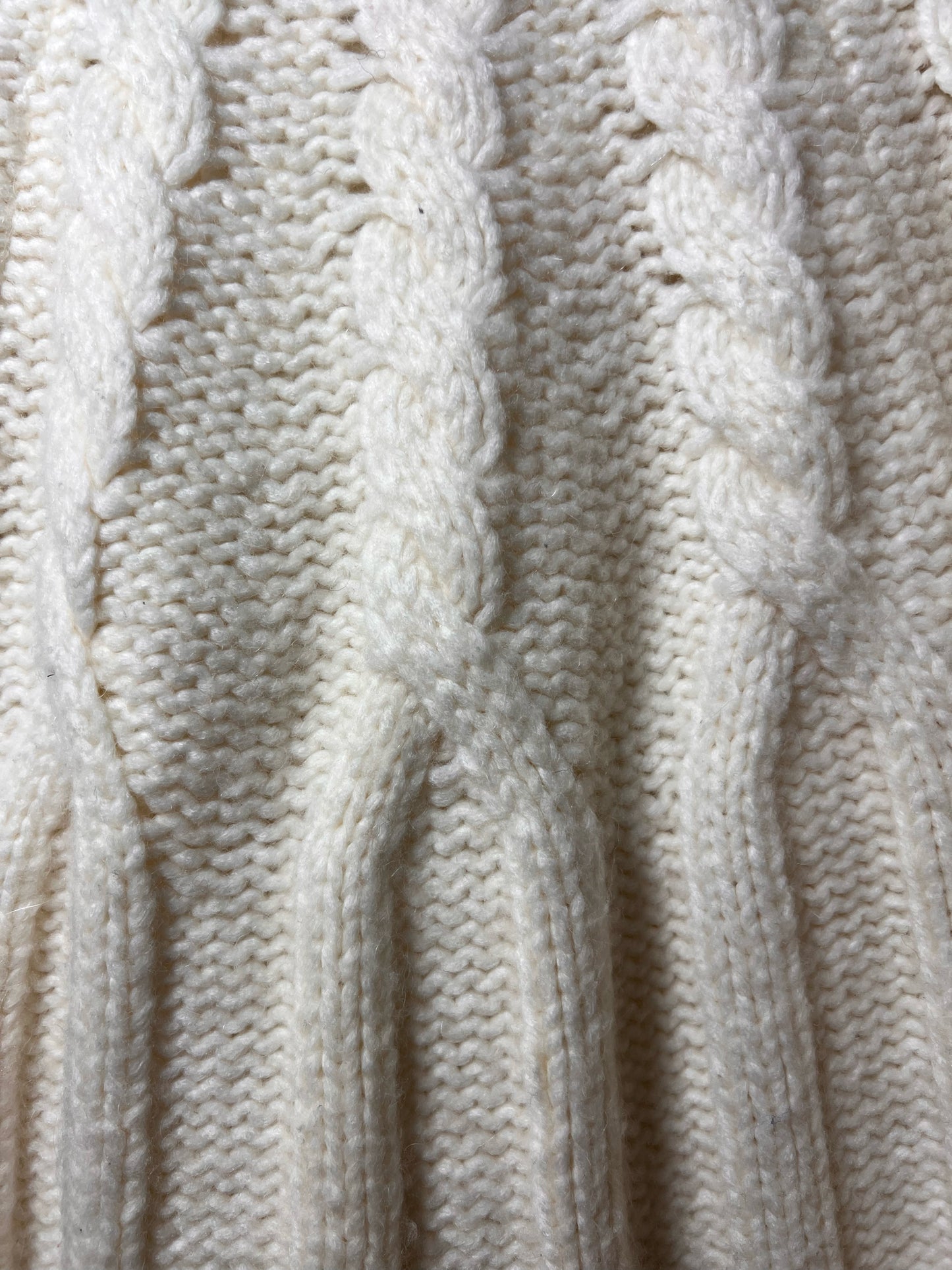 Size 2X Land's End White Cable Knit Sweater Wool/Alpaca Blend