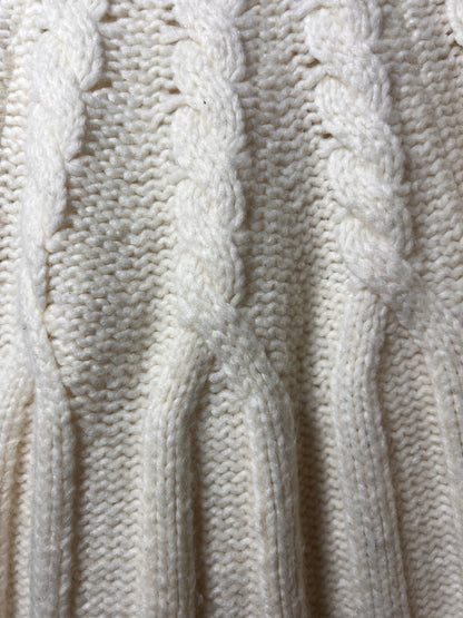 Size 2X Land's End White Cable Knit Sweater Wool/Alpaca Blend