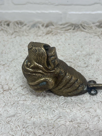 Vintage Brass Dog Head Coat Hook