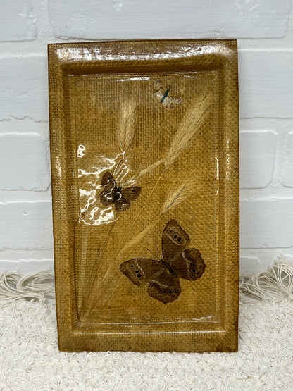 Small vintage resin tray w/ butterflies