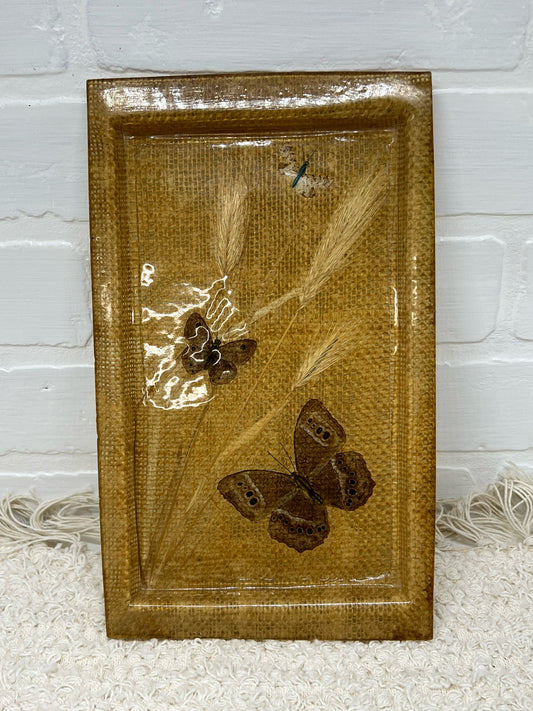 Small vintage resin tray w/ butterflies